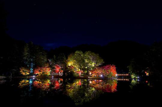 国宝 白水阿弥陀堂　紅葉ライトアップ2014